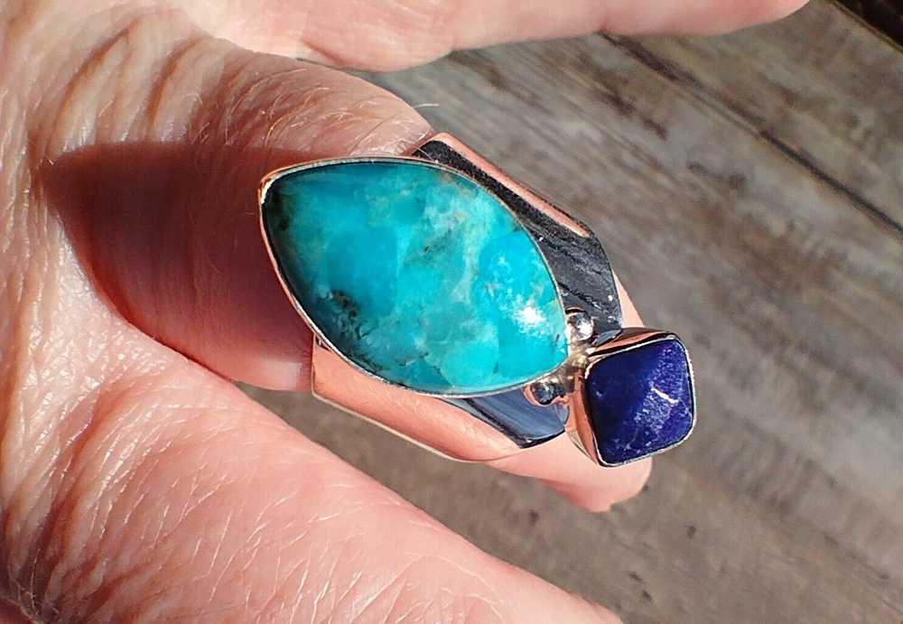 Jay King DTR mine finds turquoise Lapis ring size… - image 4