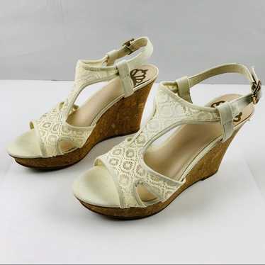 Fergalicious Kailyn Cork Wedge Sandals Cream Women
