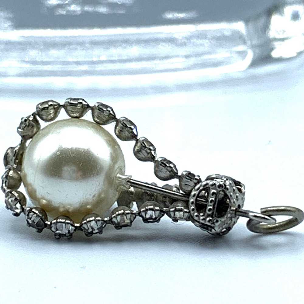 Vintage faux pearl & clear rhinestone teardrop ne… - image 6