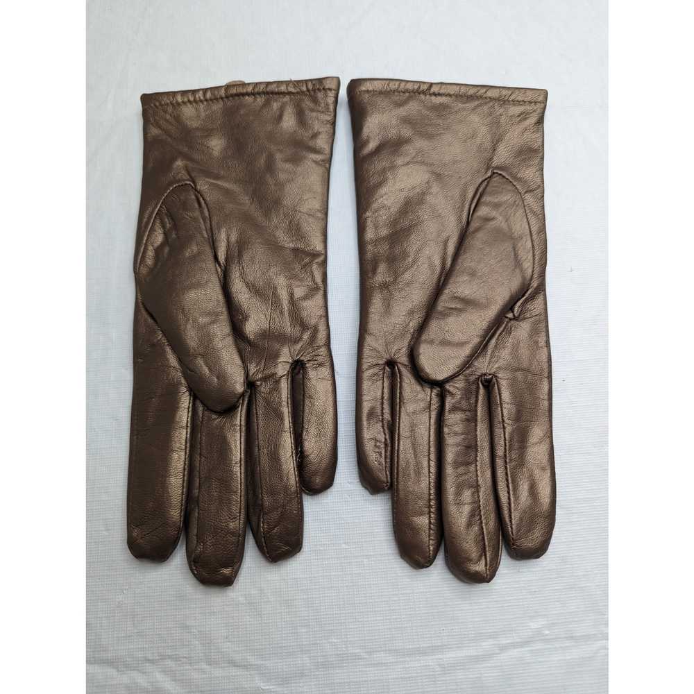Vintage 1960s Womens Sz XS Leather Gloves Lined B… - image 3