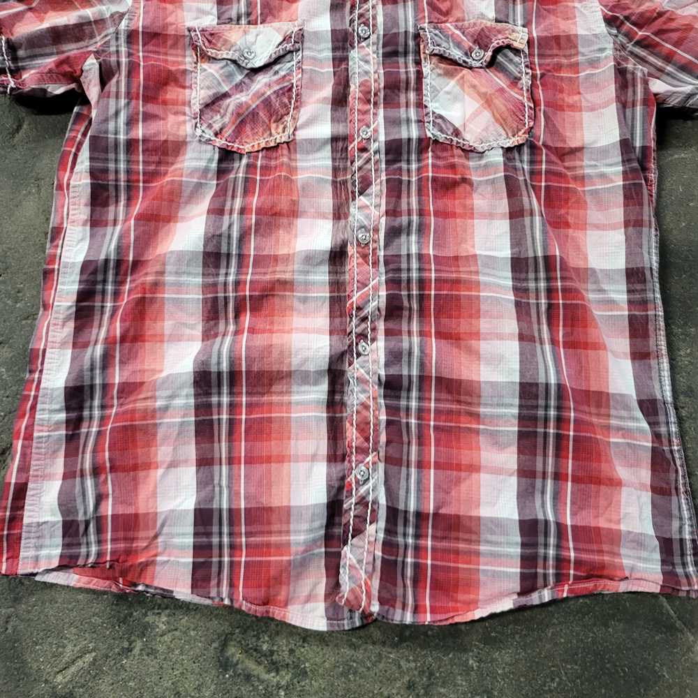 Roar Shirt Size XL Red Plaid Buckle Designer Embr… - image 3