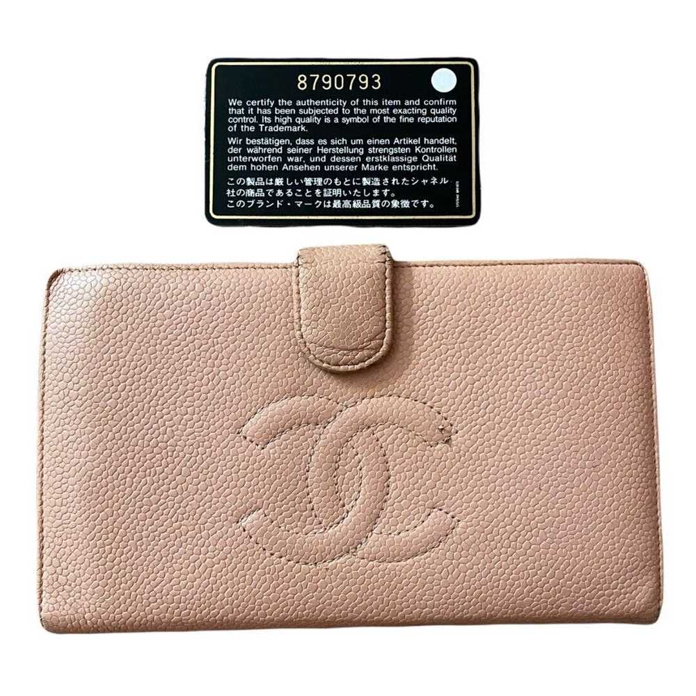 Chanel Chanel CC Pink Caviar Leather Bifold Snap … - image 1