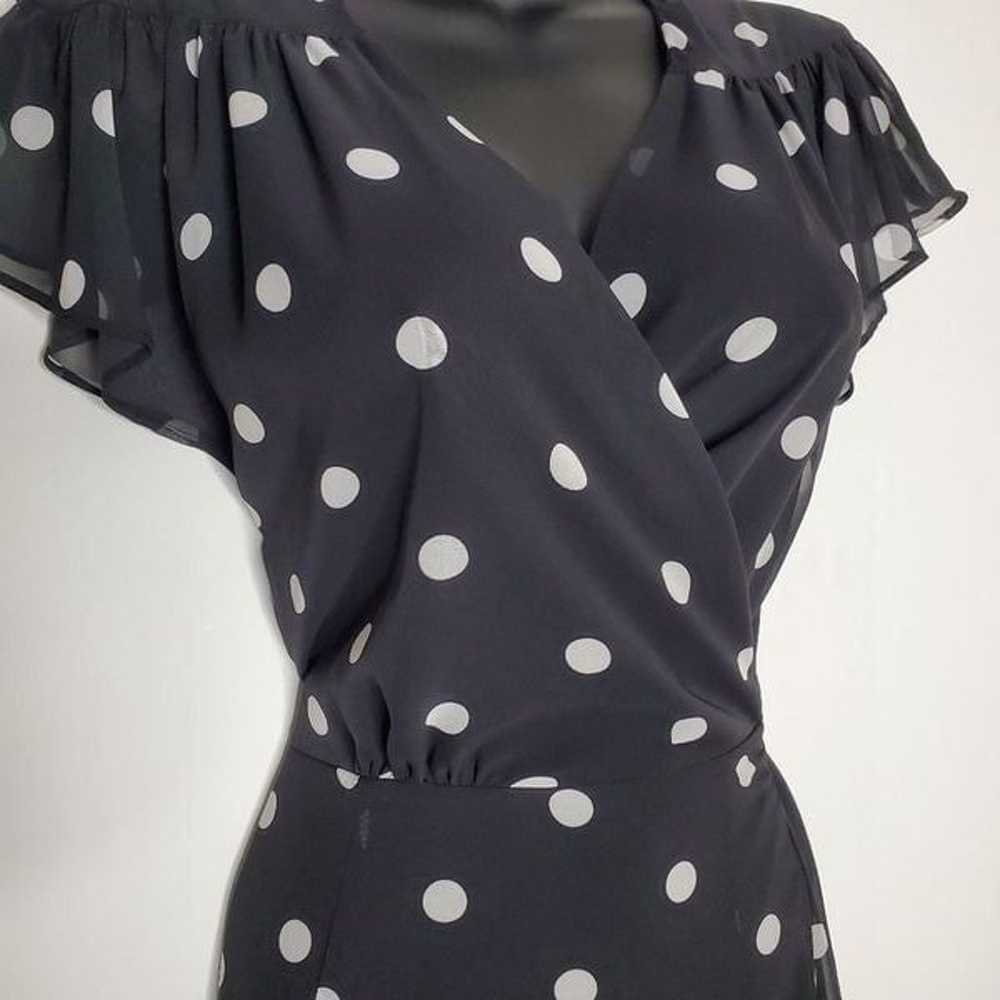 Eva Mendes Black Polka Dot Retro 50s Chiffon Maxi… - image 2