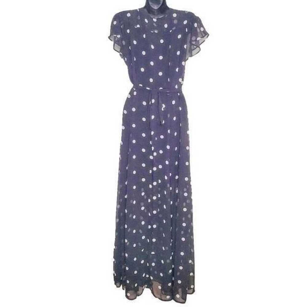 Eva Mendes Black Polka Dot Retro 50s Chiffon Maxi… - image 3