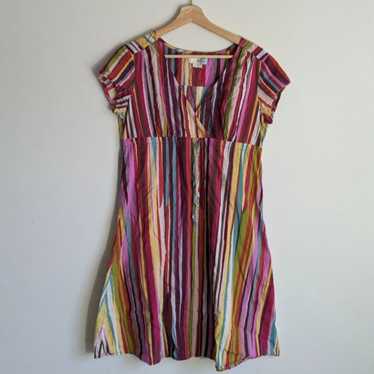 Boden Striped Colorful Cotton ALine Dress - image 1