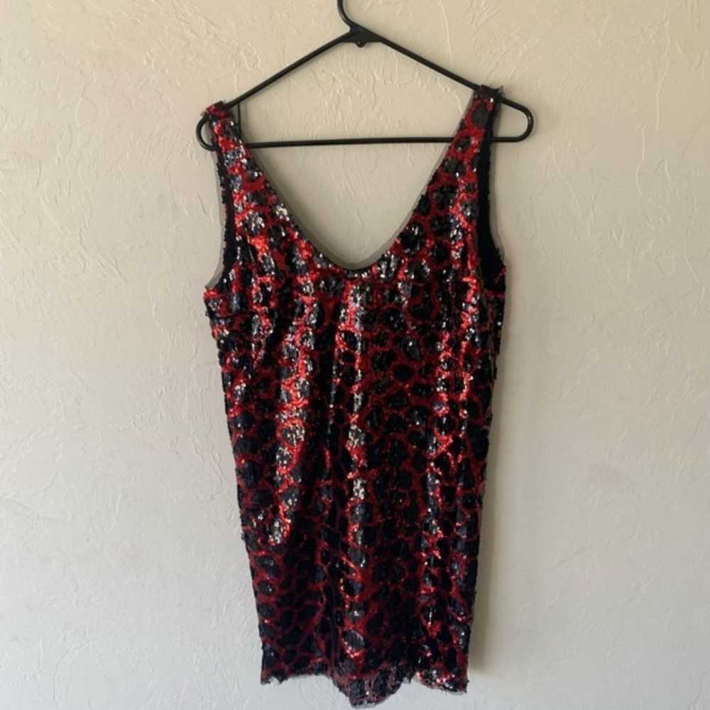 Zara red and black animal print sequin sleeveless… - image 3