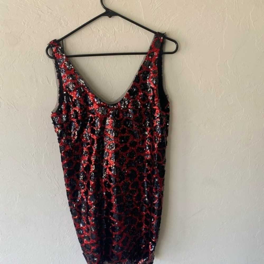 Zara red and black animal print sequin sleeveless… - image 4