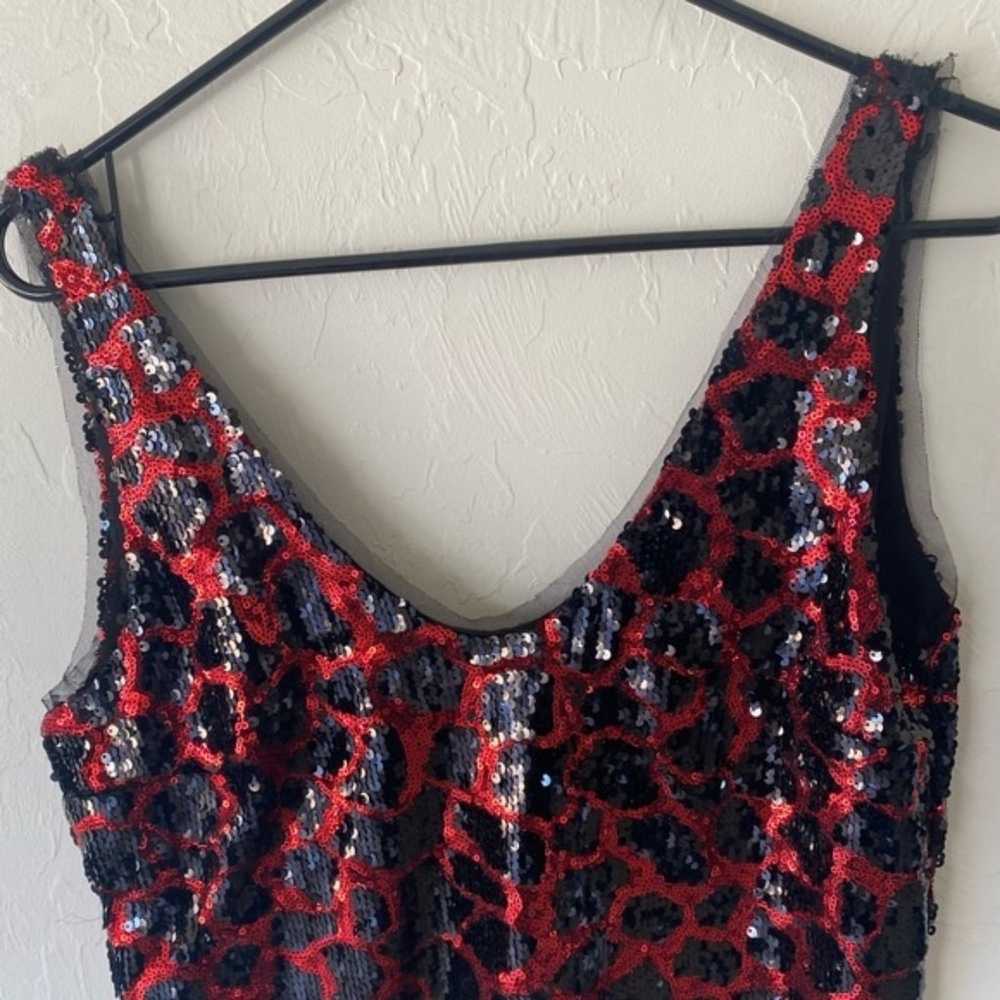 Zara red and black animal print sequin sleeveless… - image 5