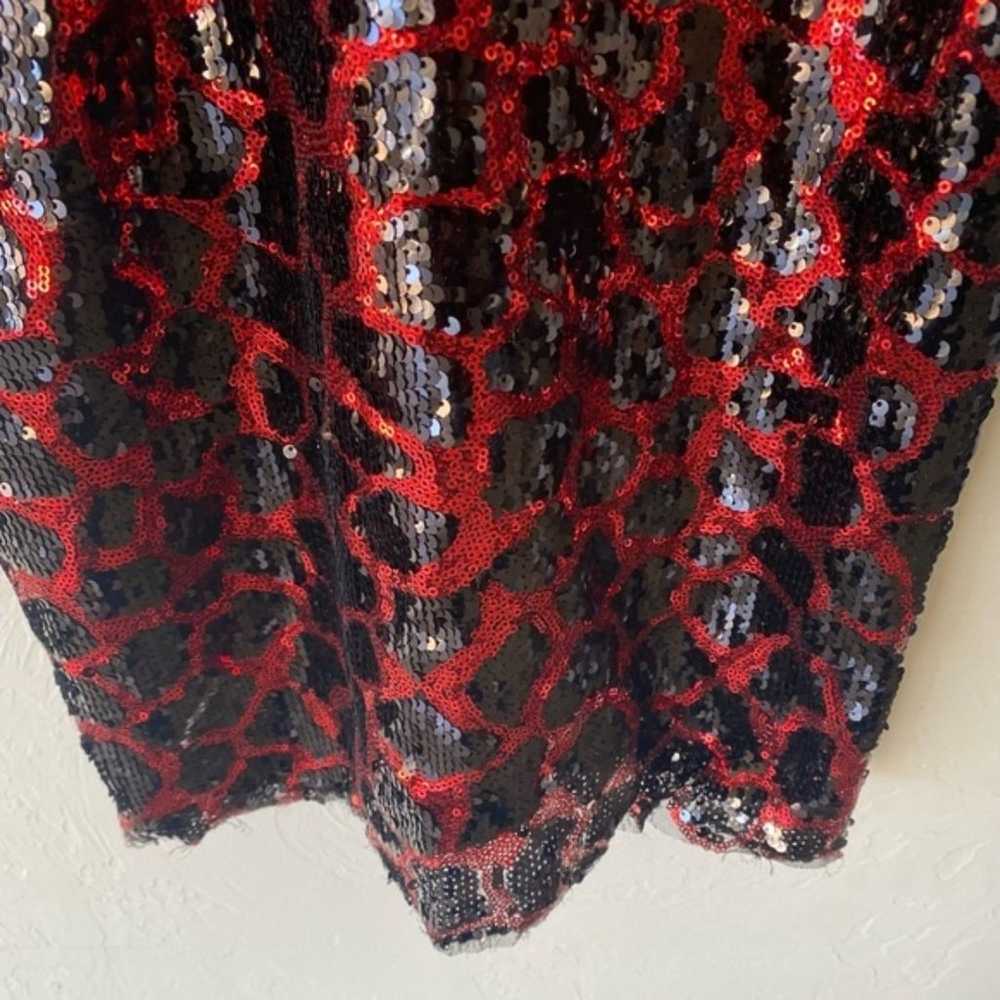 Zara red and black animal print sequin sleeveless… - image 6