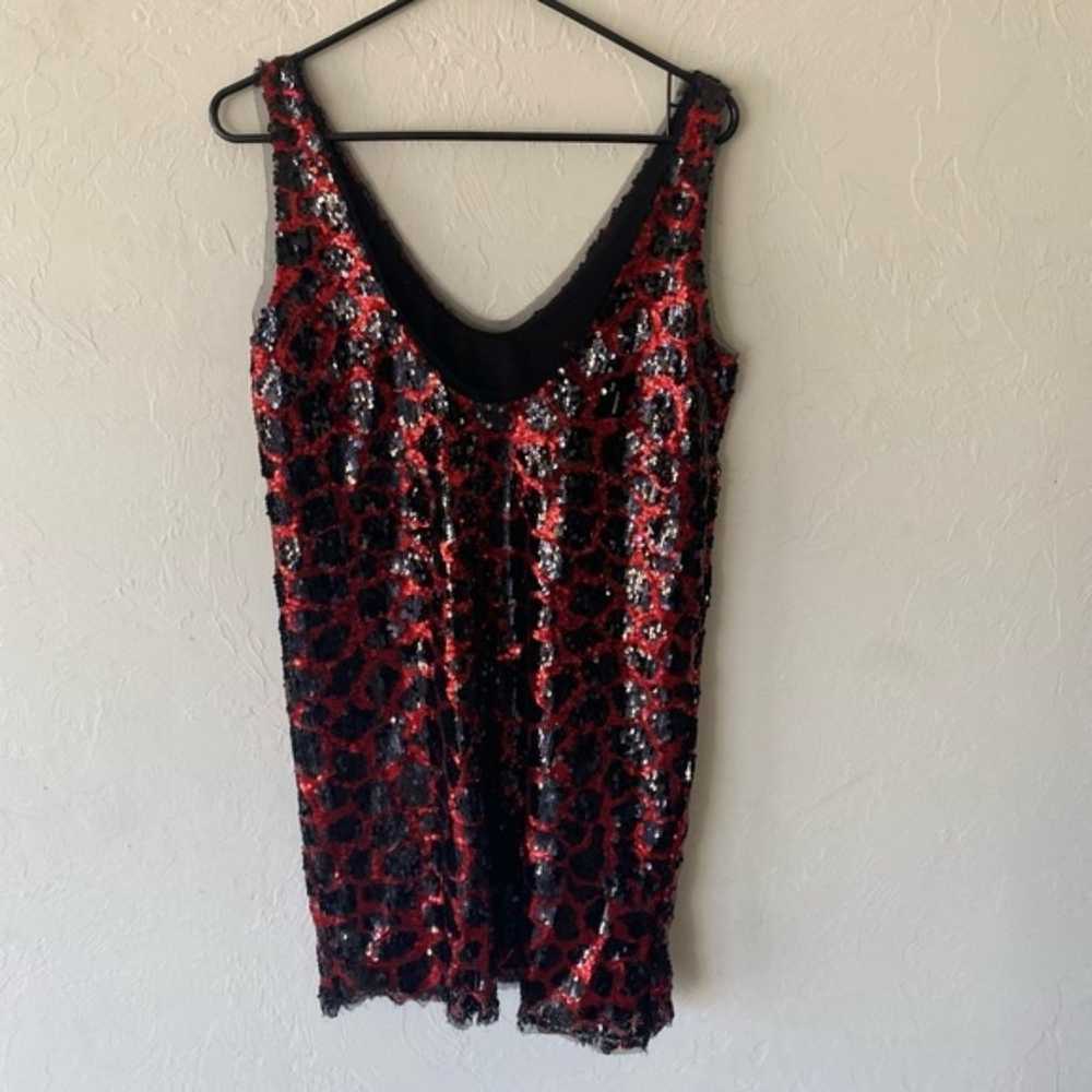 Zara red and black animal print sequin sleeveless… - image 9