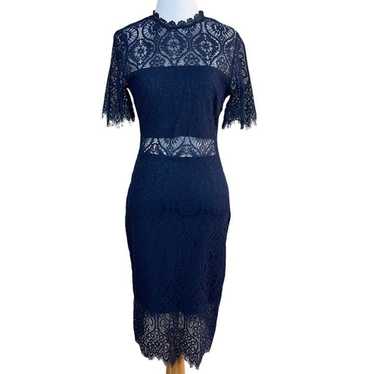 Lulus Dress S Navy Blue Remarkable Lace Sheath Li… - image 1