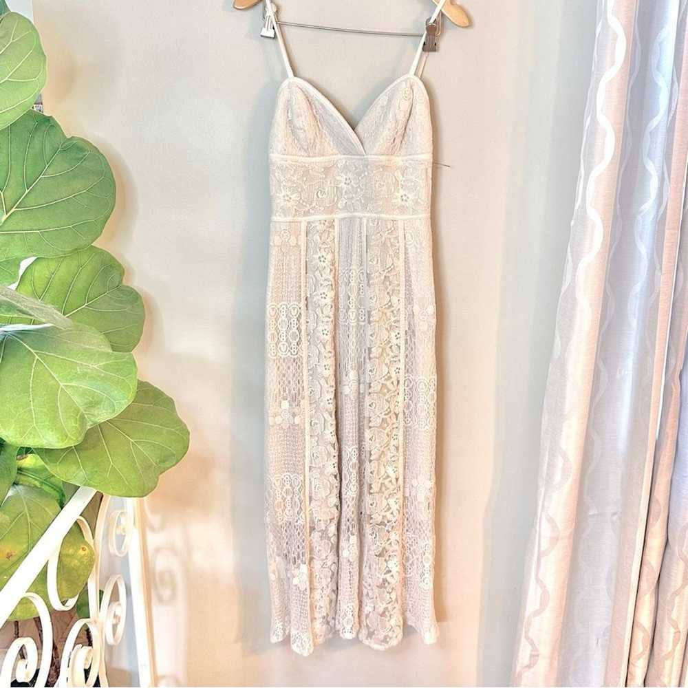 Solitaire Ivory Lace Crochet Midi Dress, Boho Bea… - image 2