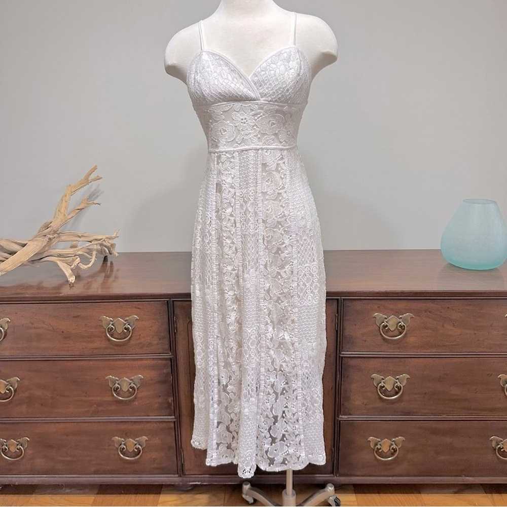 Solitaire Ivory Lace Crochet Midi Dress, Boho Bea… - image 3