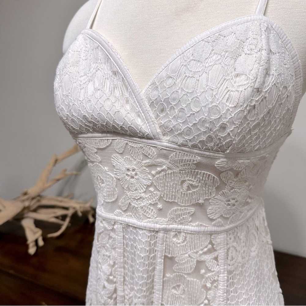 Solitaire Ivory Lace Crochet Midi Dress, Boho Bea… - image 4