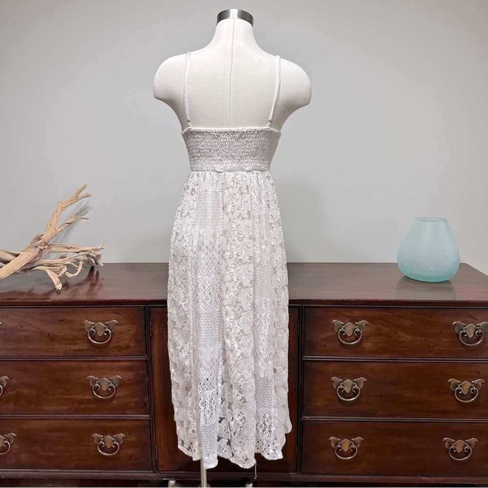 Solitaire Ivory Lace Crochet Midi Dress, Boho Bea… - image 6