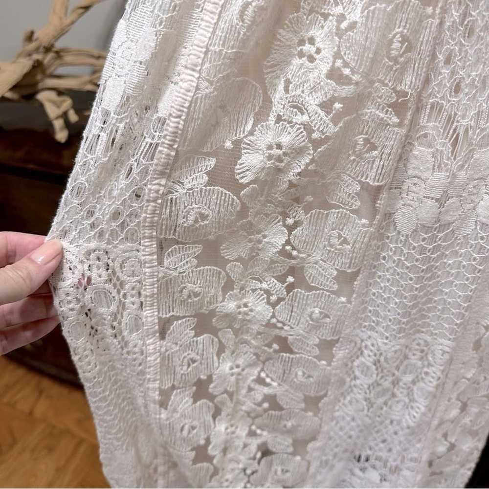 Solitaire Ivory Lace Crochet Midi Dress, Boho Bea… - image 9