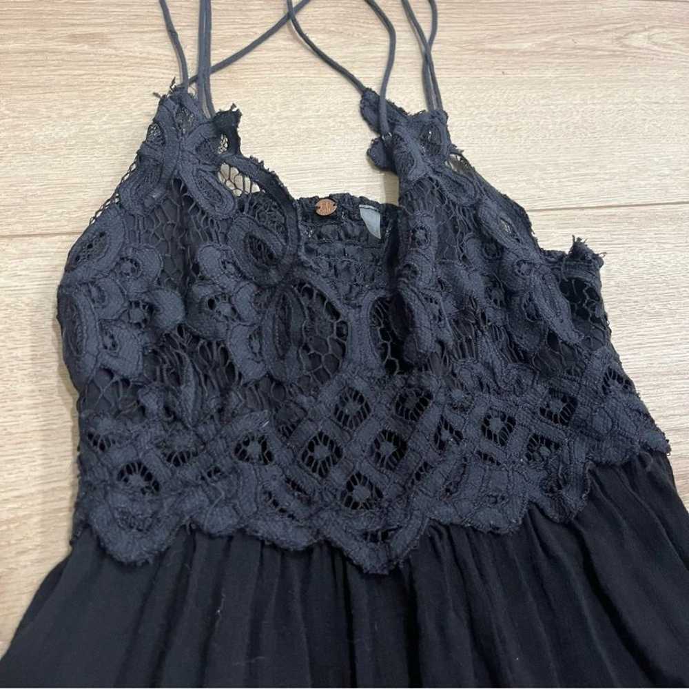 FP One Free People Black Adella Lace Slip Dress M… - image 3