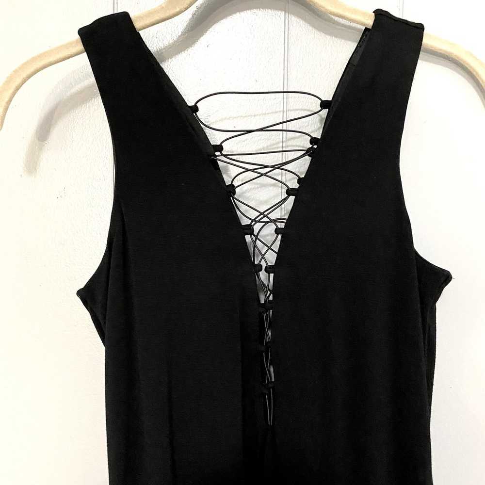 Bardot Black Soft Knit Lace-up Deep V-neck Sleeve… - image 2