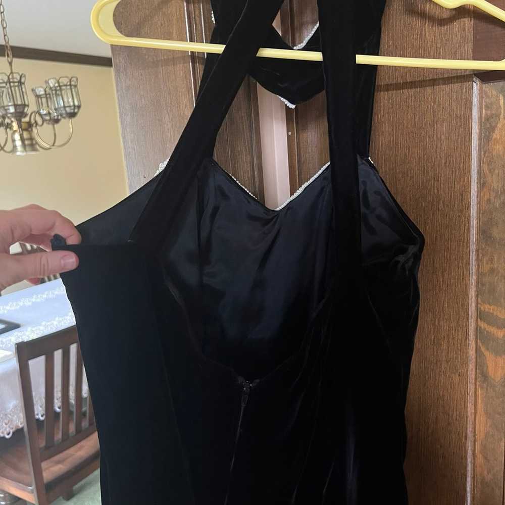 Vintage Black Velvet Beaded Dress - image 2