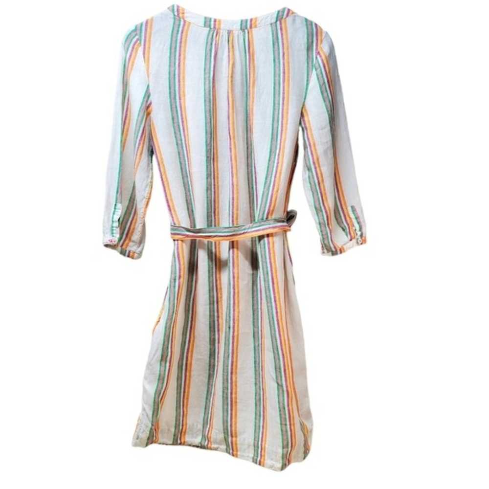 BODEN Katie White Multi-Color Stripes Linen Dress… - image 2