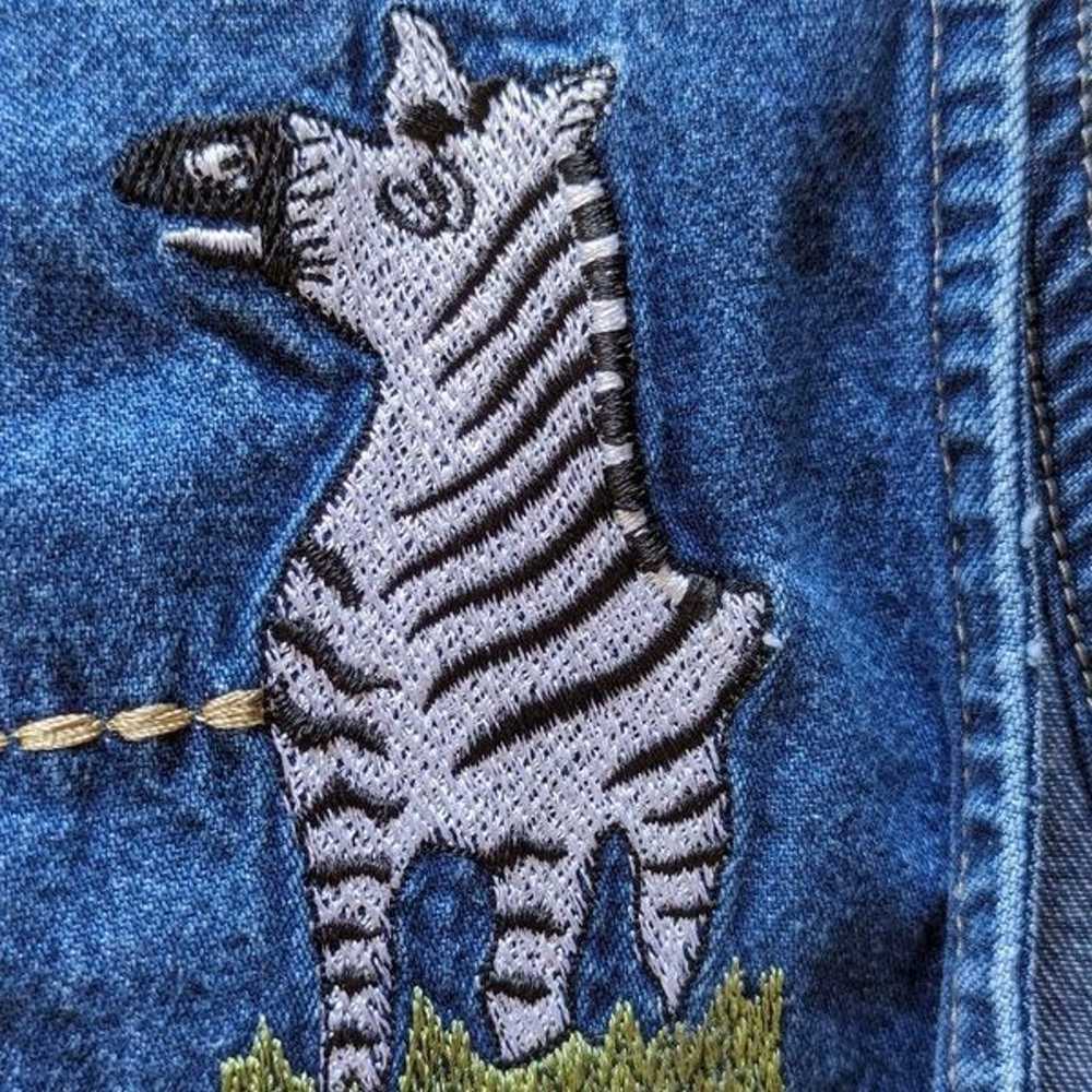 Vintage 90's Embroidered Patchwork Blue Jean Deni… - image 11