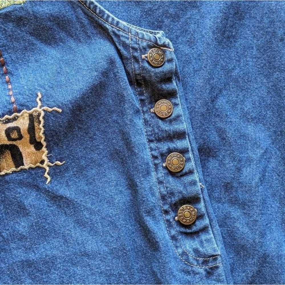 Vintage 90's Embroidered Patchwork Blue Jean Deni… - image 8