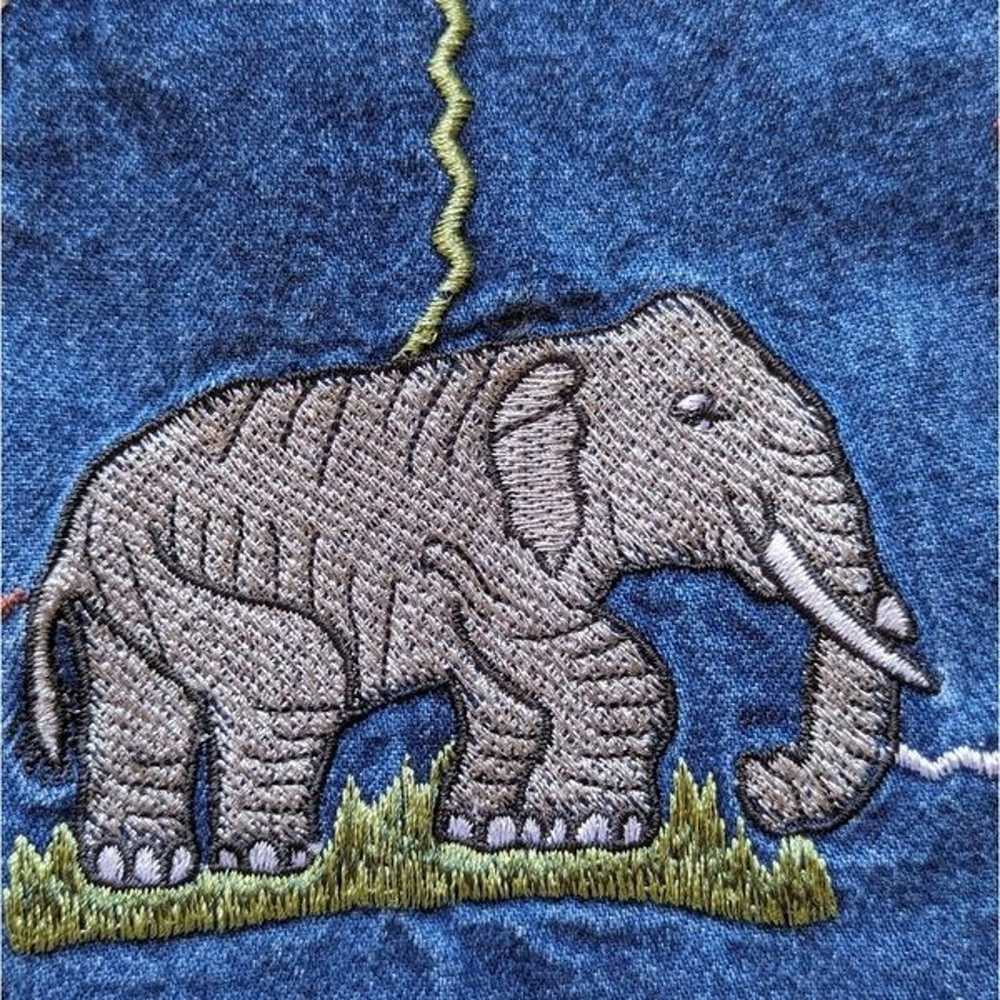 Vintage 90's Embroidered Patchwork Blue Jean Deni… - image 9