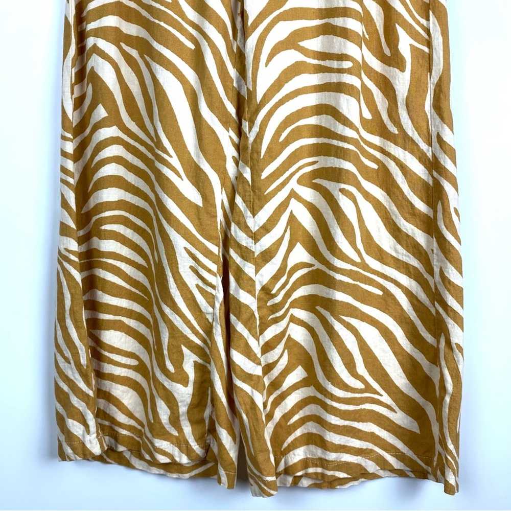 Rachel Zoe Wide Leg Linen Trouser Pants Tan Zebra… - image 4