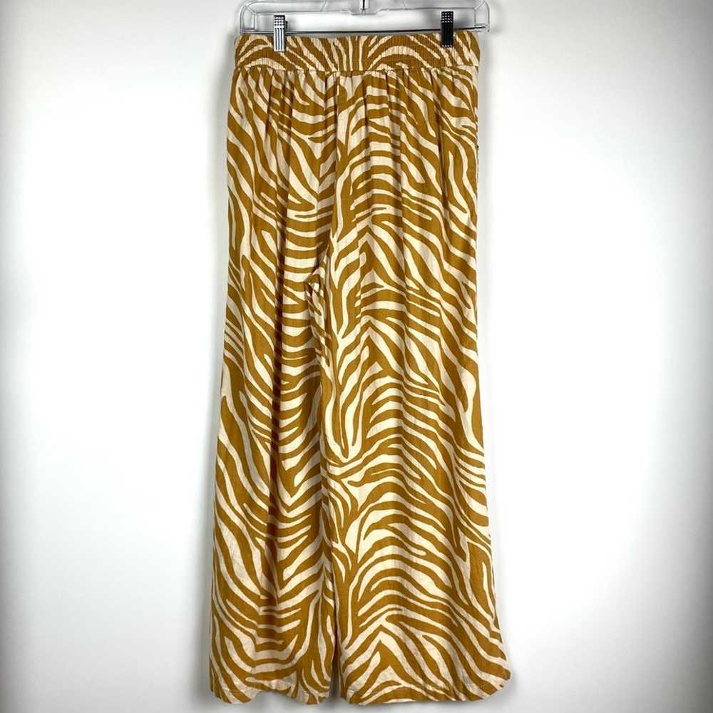 Rachel Zoe Wide Leg Linen Trouser Pants Tan Zebra… - image 8