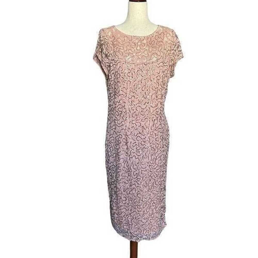 Marina Pink Sequin Lace Midi Cocktail Dress | Siz… - image 3