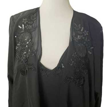 2PIECE BLACK BEADED NECKLINE DRESS SET - image 1