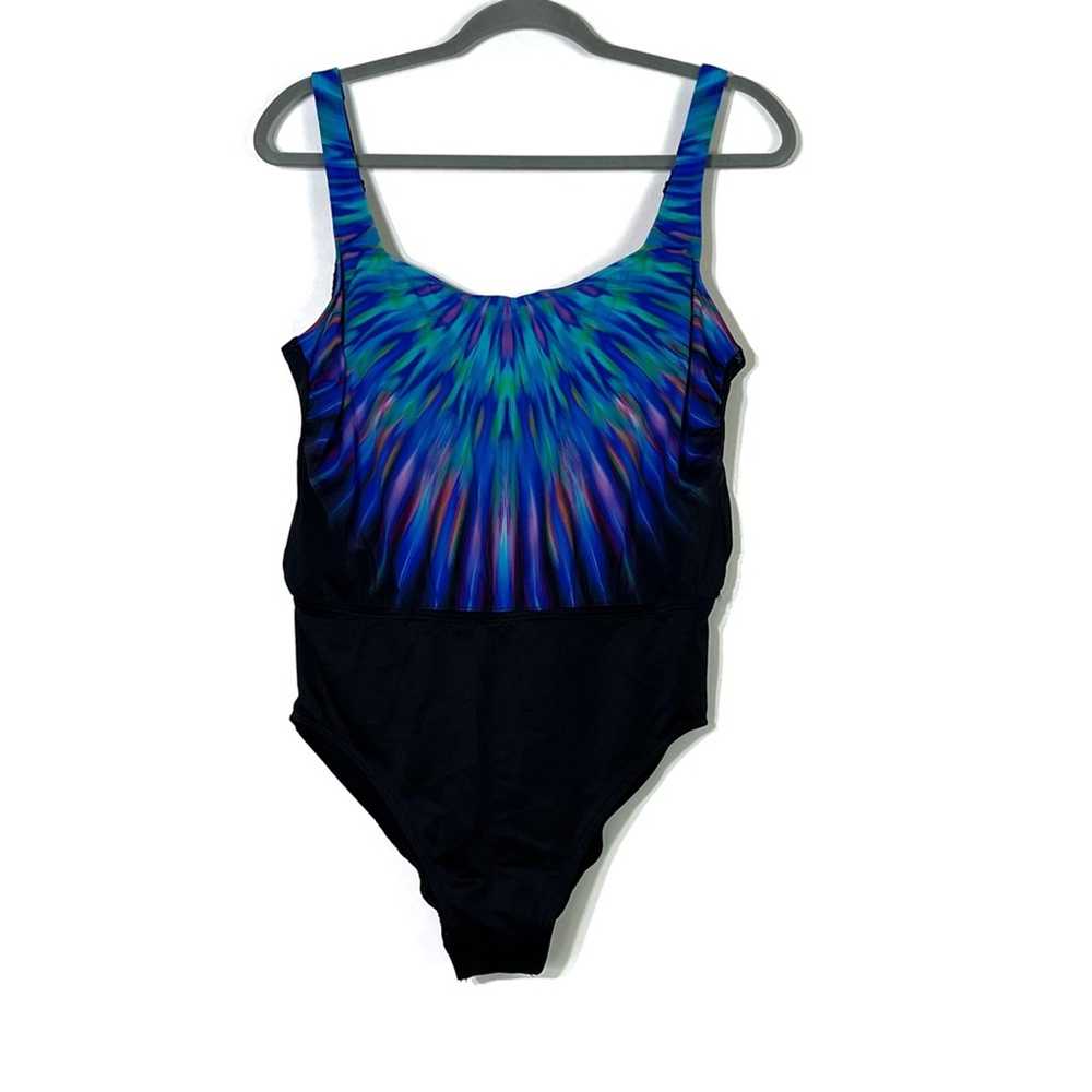 Miraclesuit Black and Blue Starburst Swimsuit Siz… - image 1