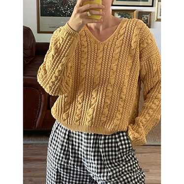 Vintage Yellow Cable Knit Cotton Sweater