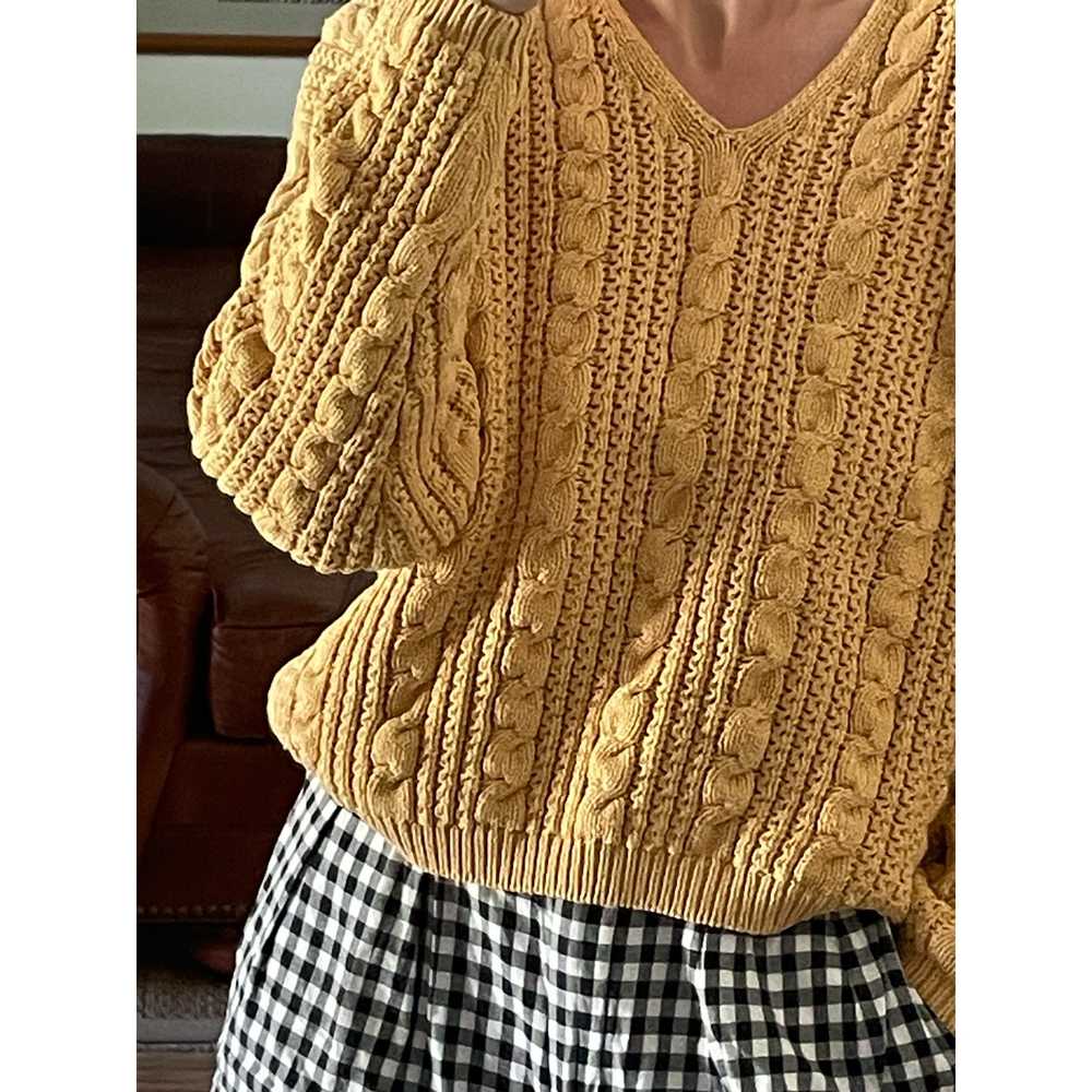 Vintage Yellow Cable Knit Cotton Sweater - image 2