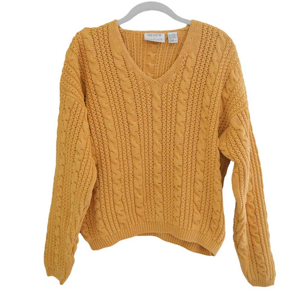Vintage Yellow Cable Knit Cotton Sweater - image 4