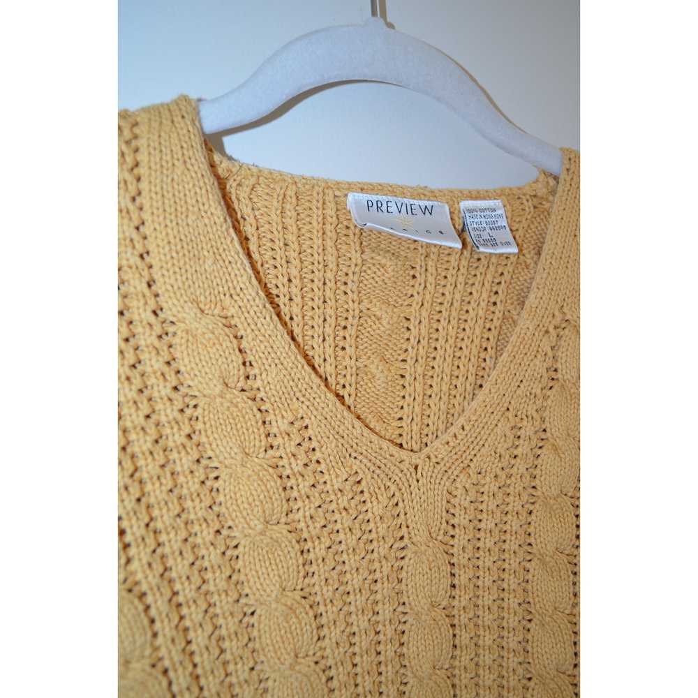 Vintage Yellow Cable Knit Cotton Sweater - image 5