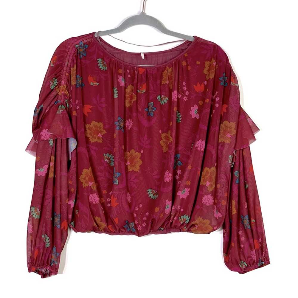 Free People Wildflower Honey Top Red Berry Floral… - image 1
