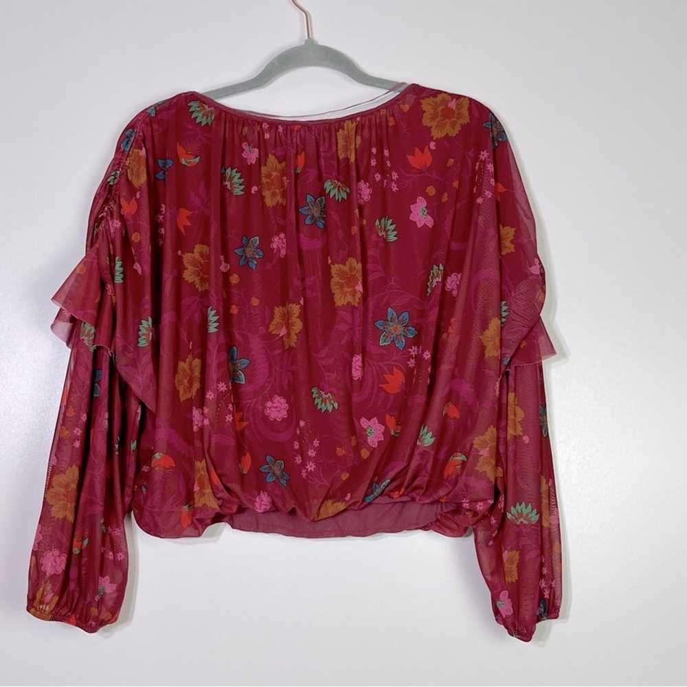 Free People Wildflower Honey Top Red Berry Floral… - image 5