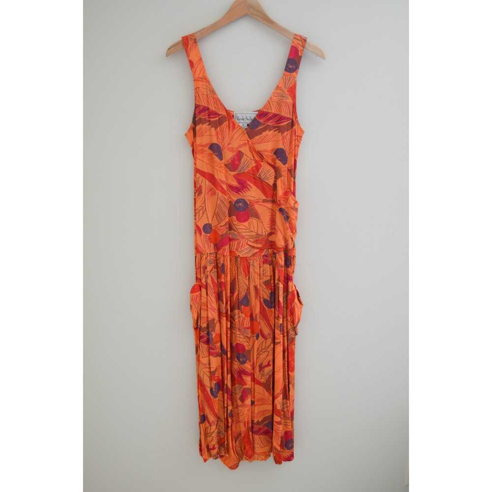 Vintage Drop Waist Orange Floral Sundress - image 3