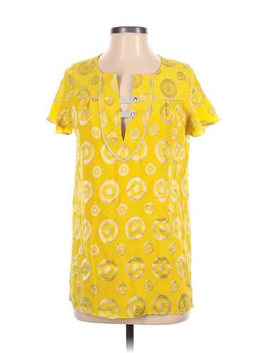 Lauren Moffatt Women Yellow Short Sleeve Silk Top 