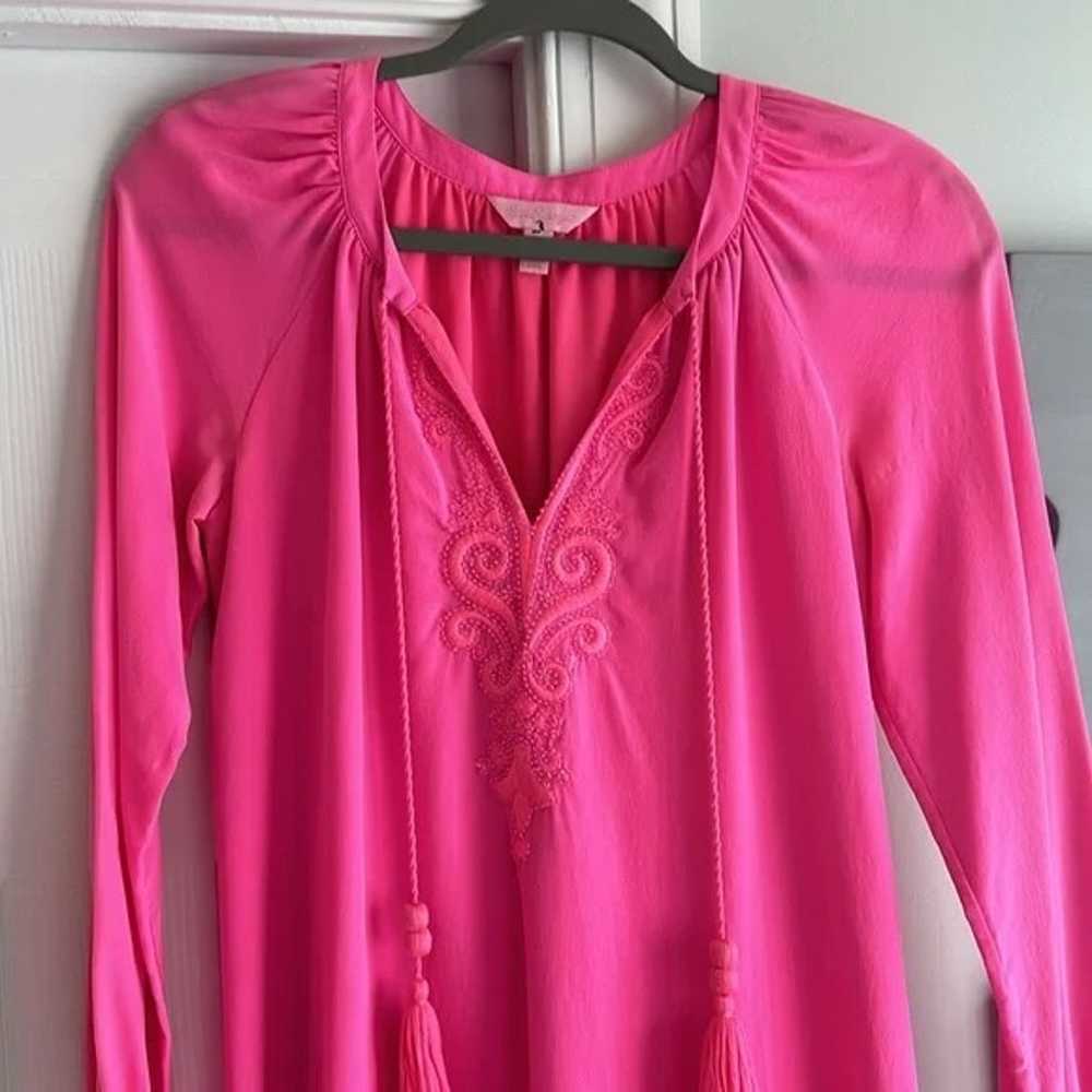 Lilly Pulitzer Roslyn Tunic Silk Dress in Pink EUC - image 4