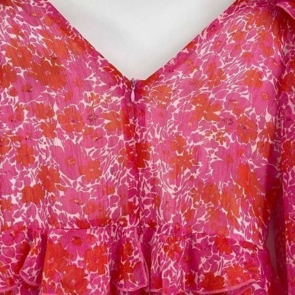 Aakaa floral plunge ruffle dress Sz S - image 10