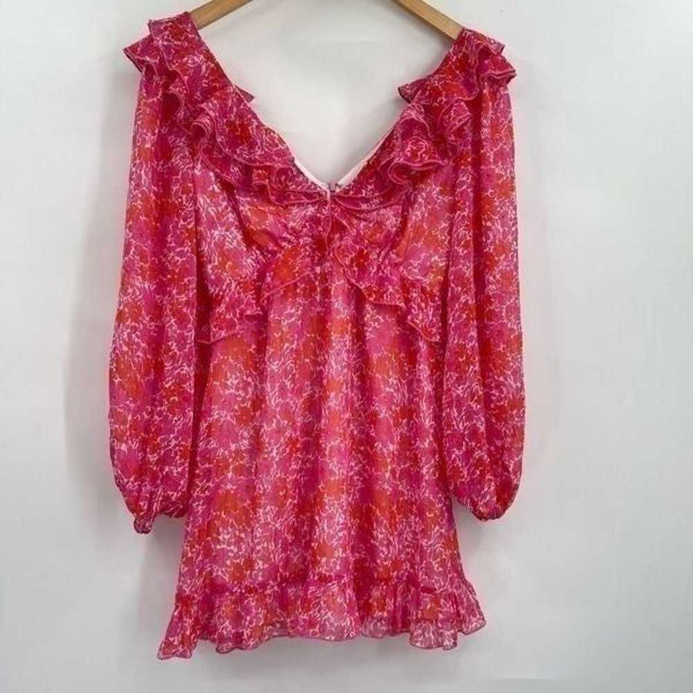 Aakaa floral plunge ruffle dress Sz S - image 2