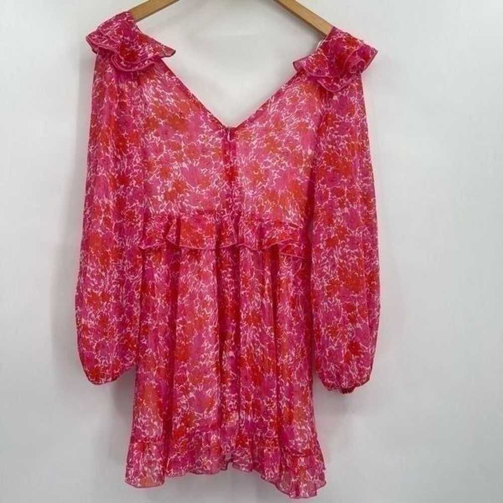 Aakaa floral plunge ruffle dress Sz S - image 9