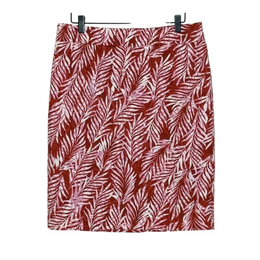 Ann Taylor Factory Red Pink & White Palm Frond Le… - image 1