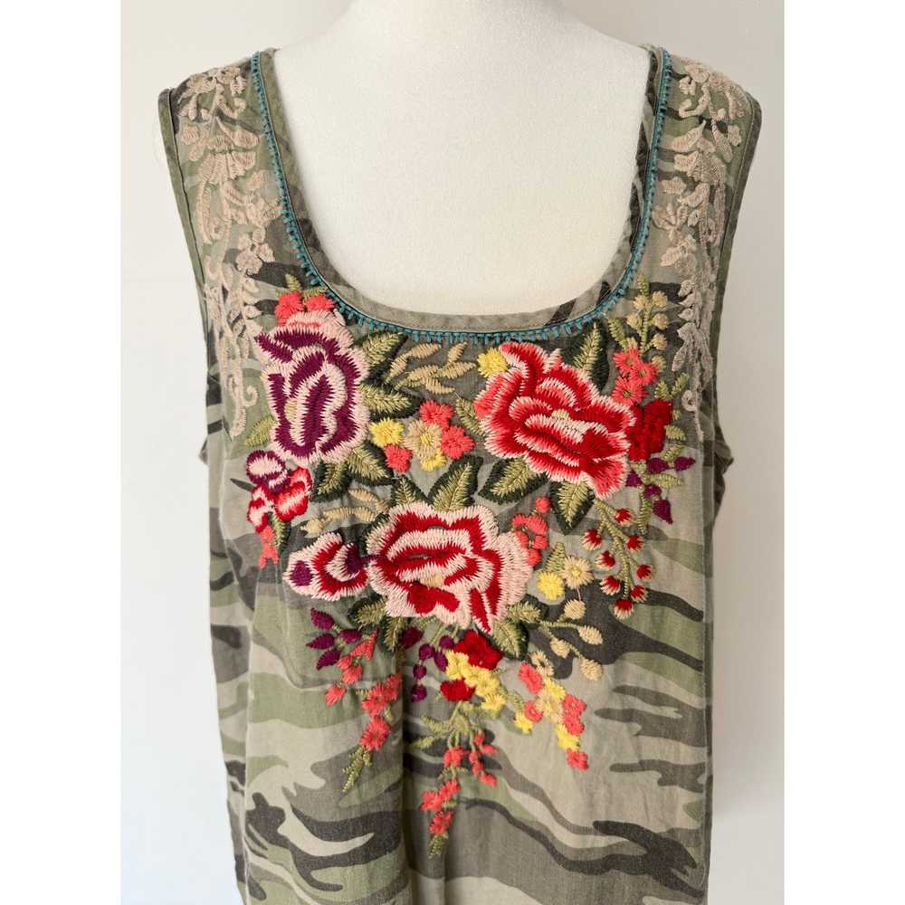 JOHNNY WAS Adeline Linen Camo Floral Embroidered … - image 2