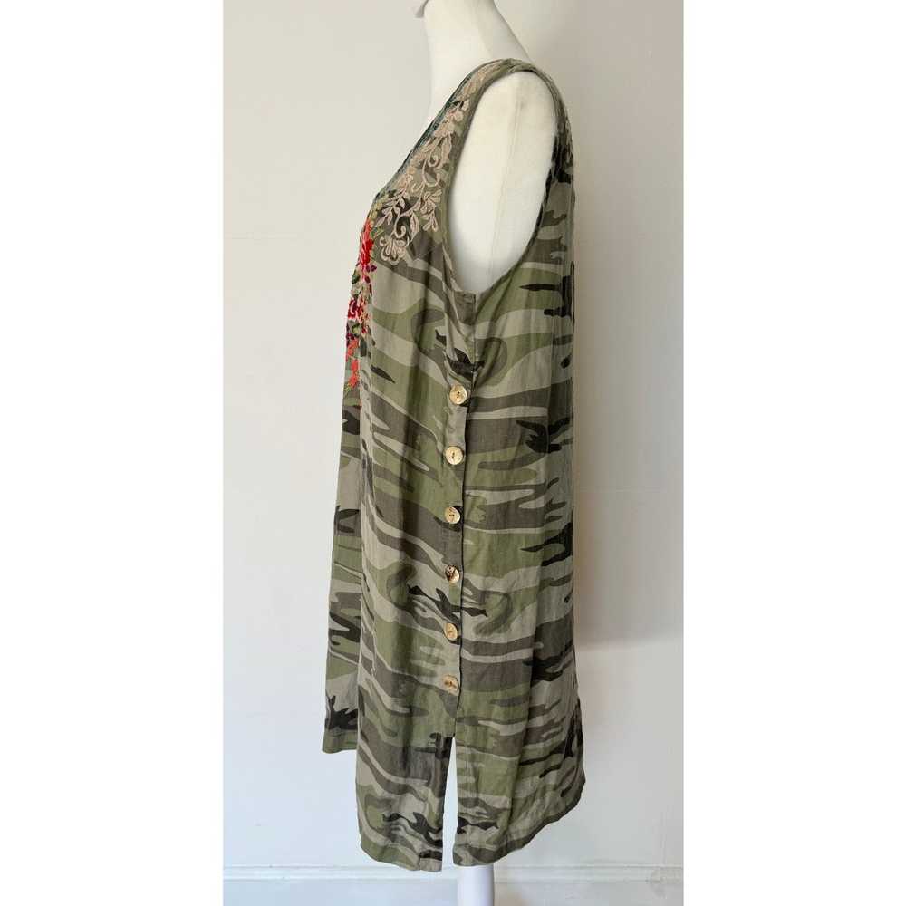 JOHNNY WAS Adeline Linen Camo Floral Embroidered … - image 3