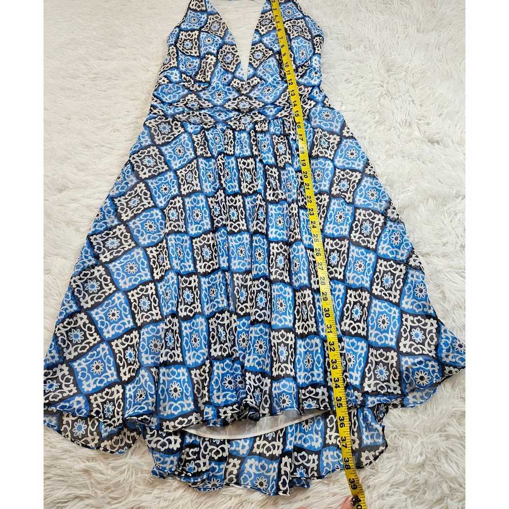 Milly Women's Blue Mosaic Print V-neck Halter 100… - image 10