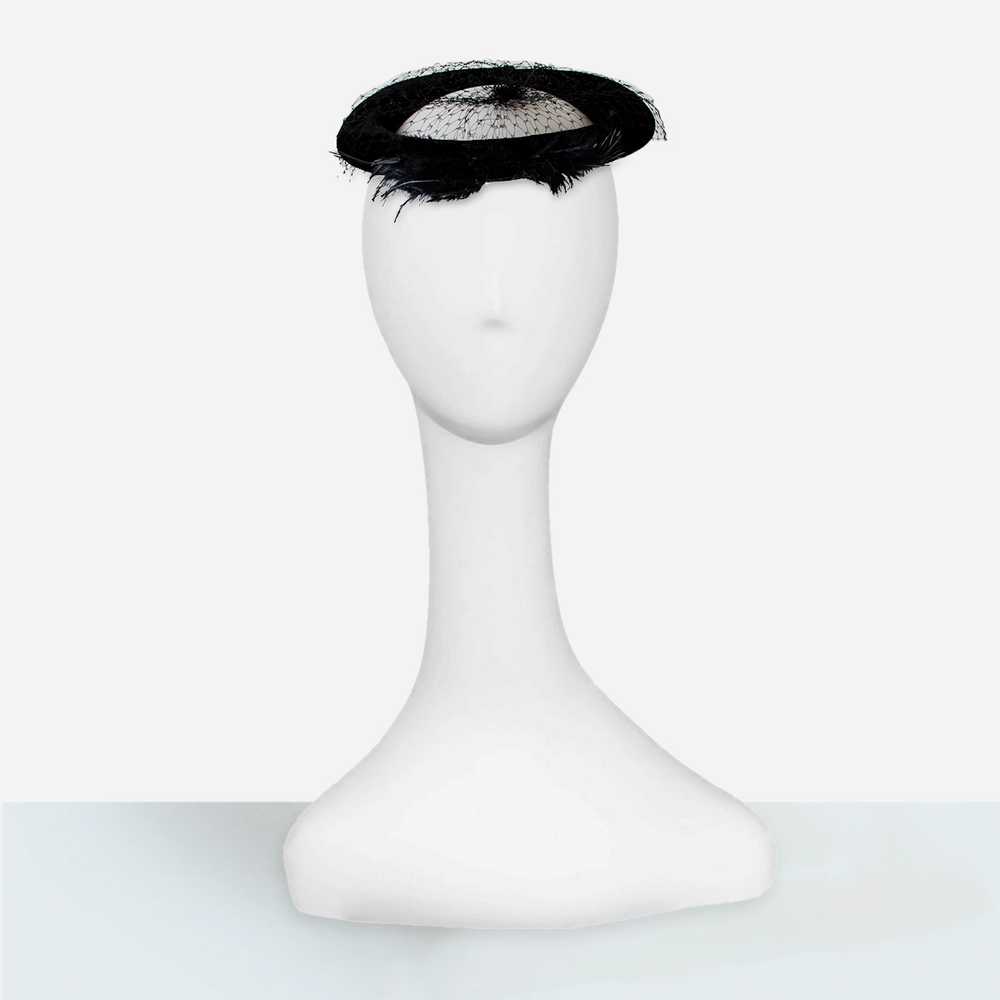 Vintage Ring Hat, Black Velvet & Feathers with Ve… - image 2