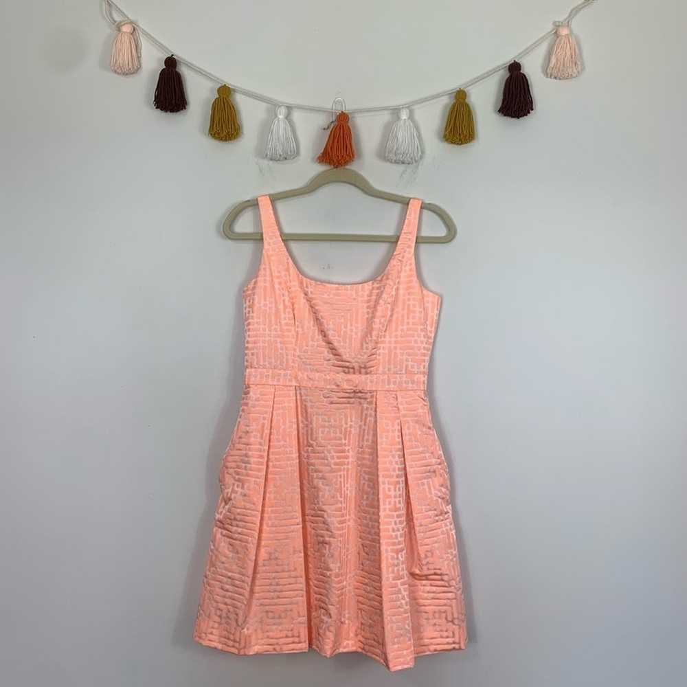 Shoshanna Pleated Sleeveless Peach Pink Mini Dres… - image 1
